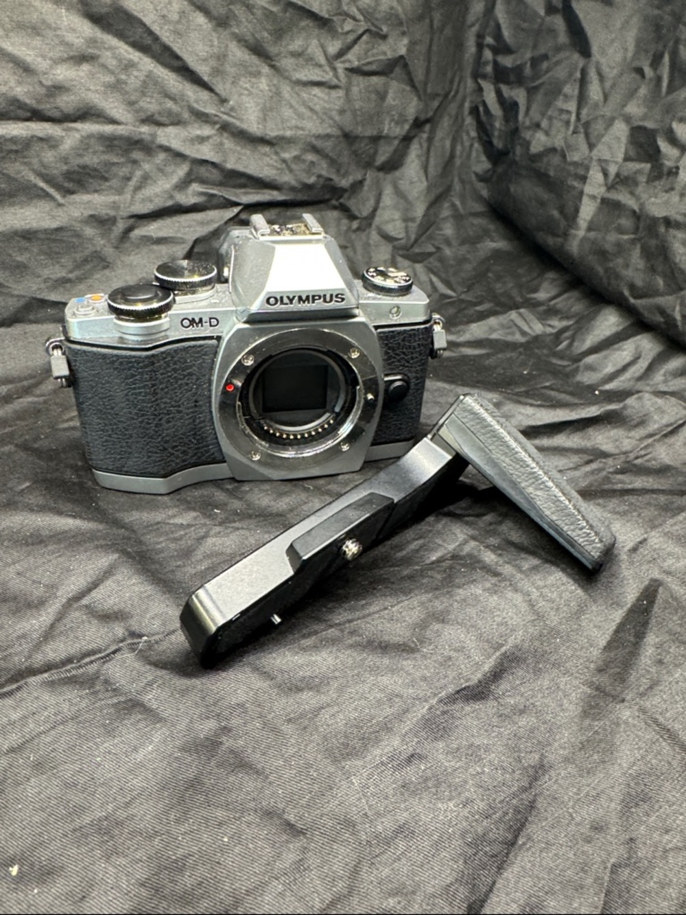 Olympus OM-D Mirrorless Camera Body in Silver and Black with Grip Parts only